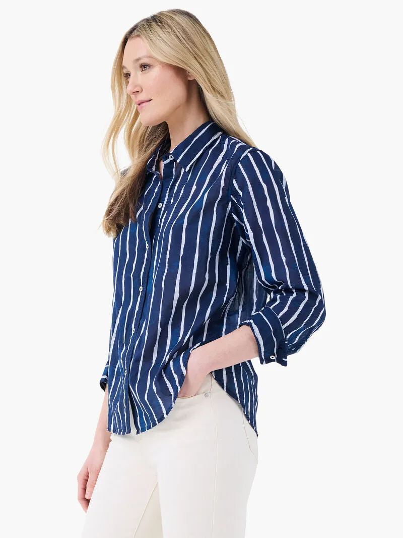 NIC ZOE M241628 Watercolor Stripe Girlfriend Shirt