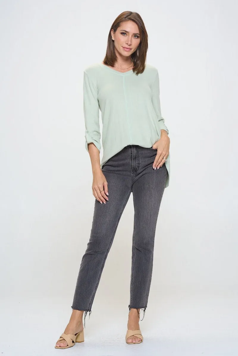 Nora soft V-neck Tunic Long Sleeve T-shirt