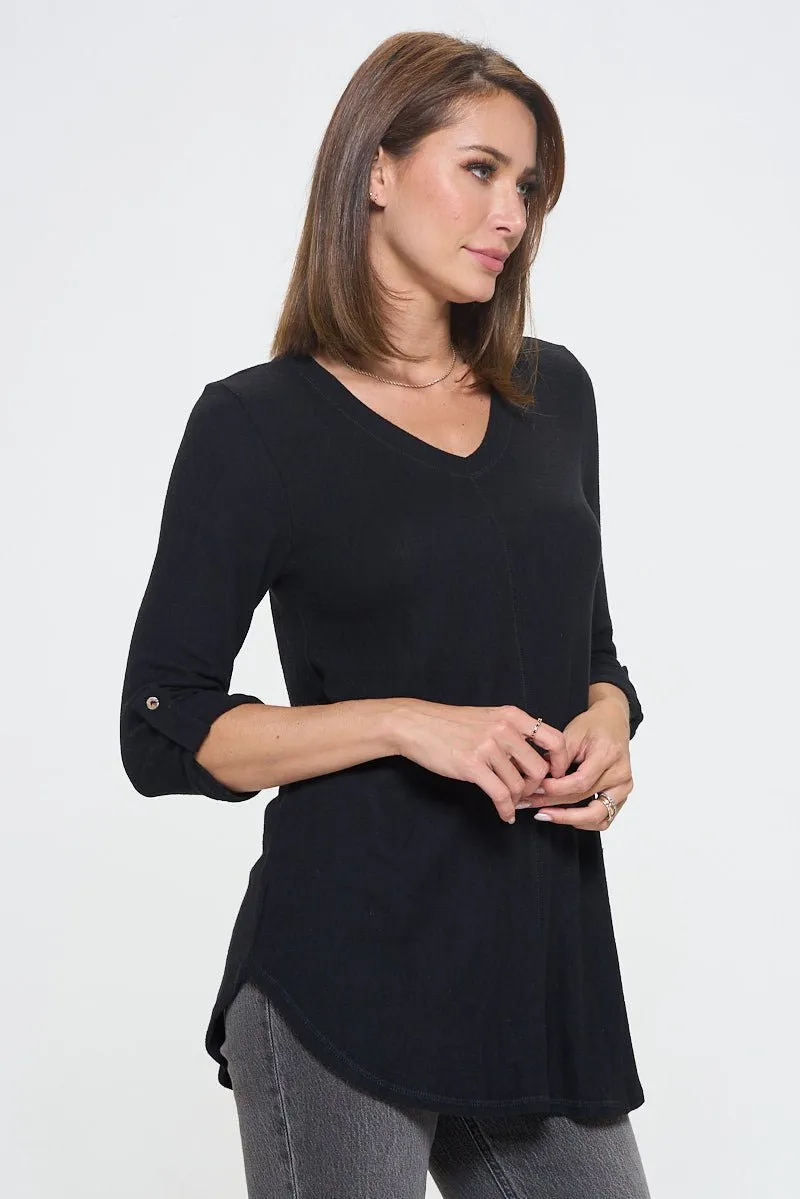 Nora soft V-neck Tunic Long Sleeve T-shirt