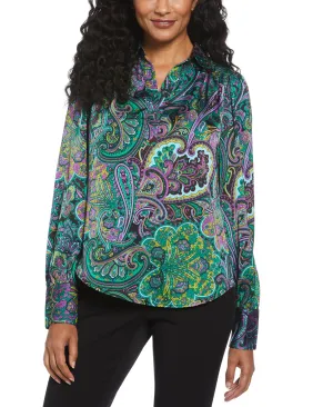 Paisley Print Shine Satin Blouse