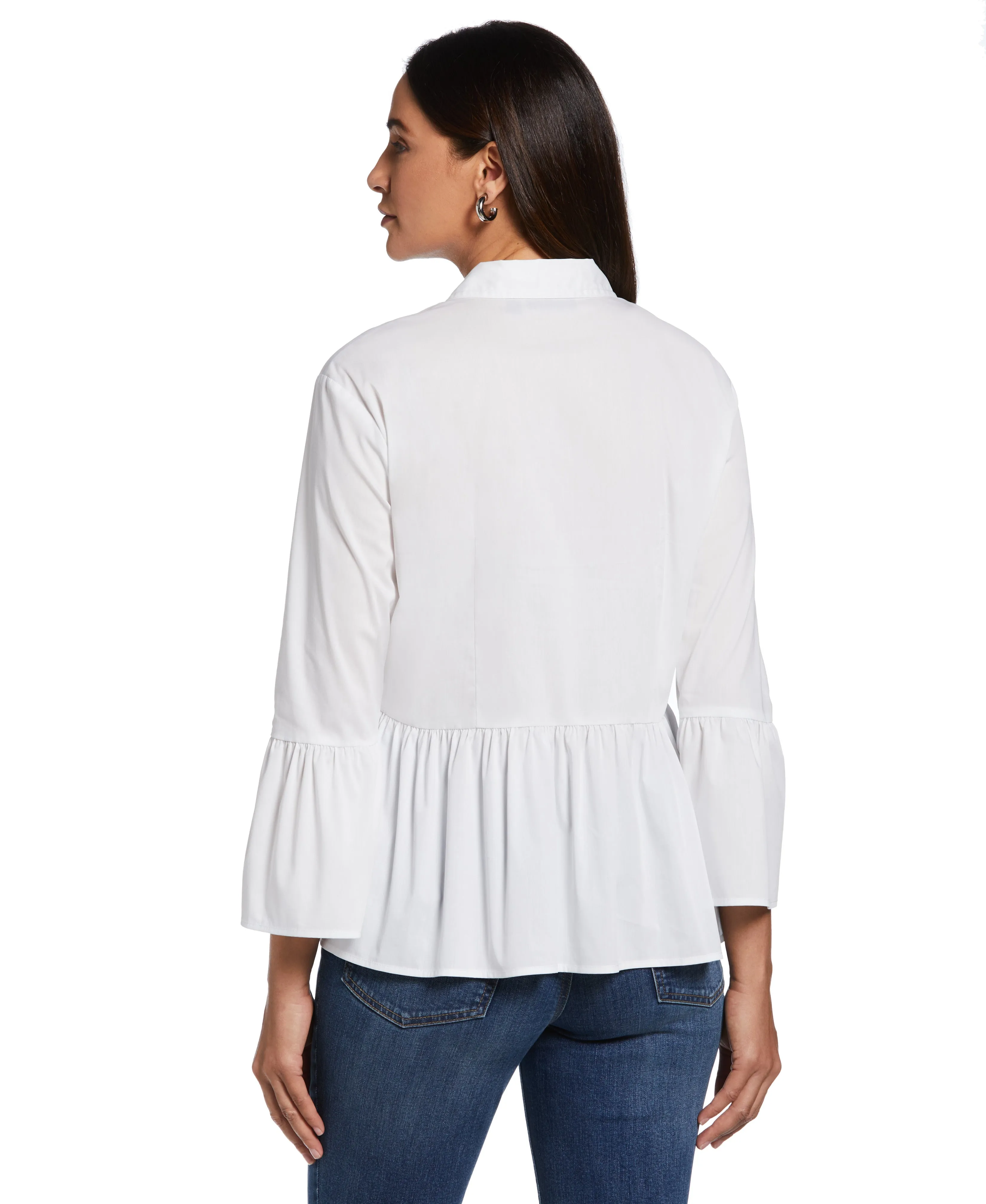 Petite Poplin Peplum Blouse