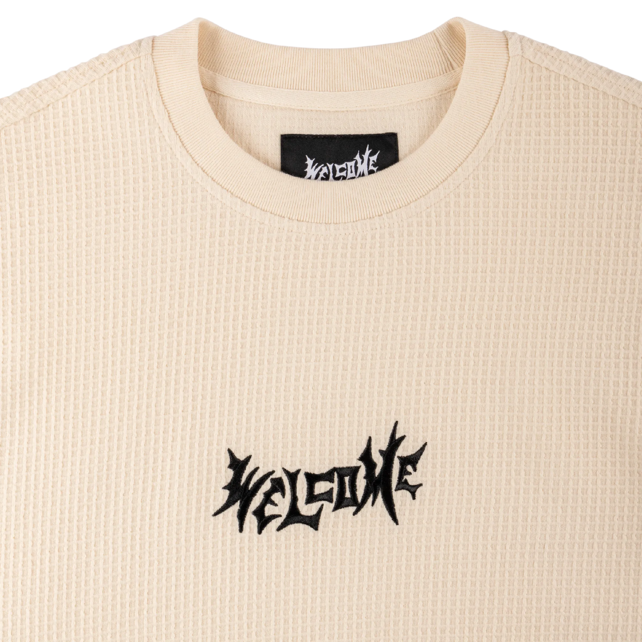 Phantom Embroidered Waffle-Knit Tee - Bone