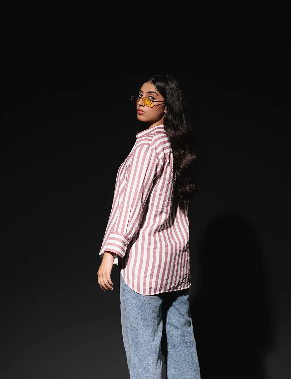 Pink Raspberry Striped Casual Shirt