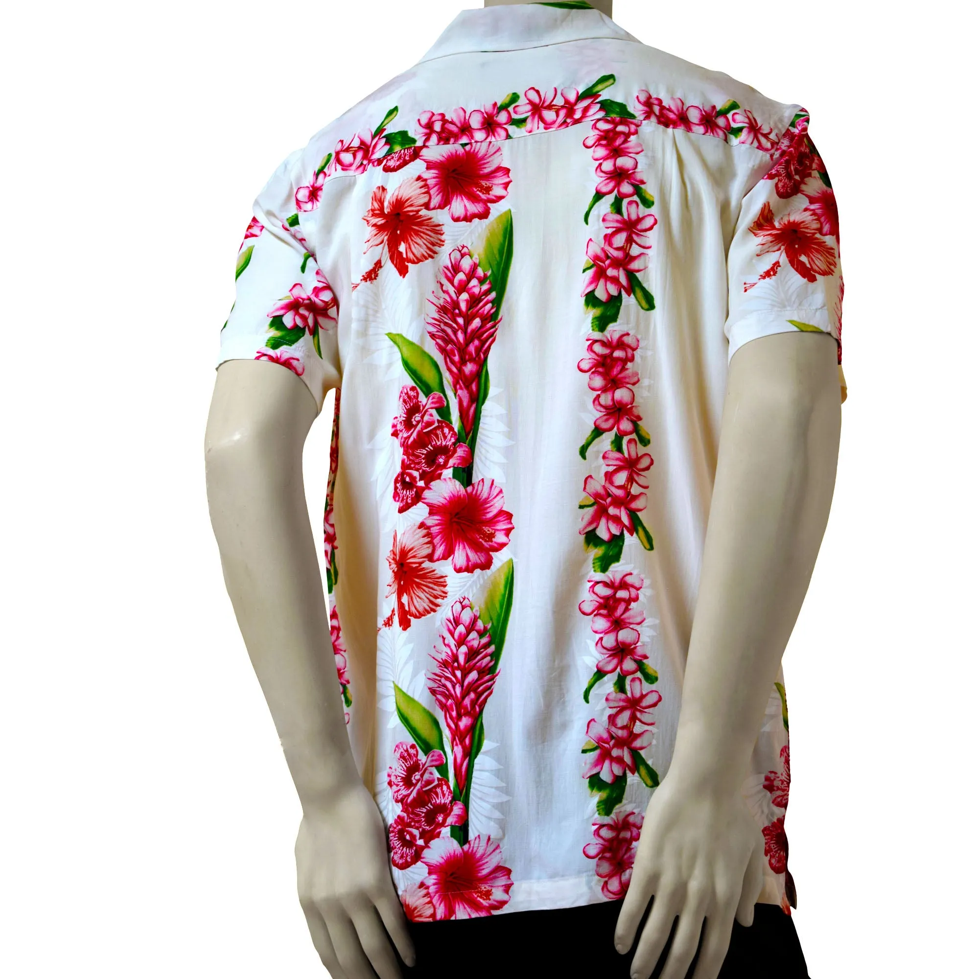 Plumeria Panel Hawaiian Shirts for Men - Short-Sleeve Aloha Mens Shirt