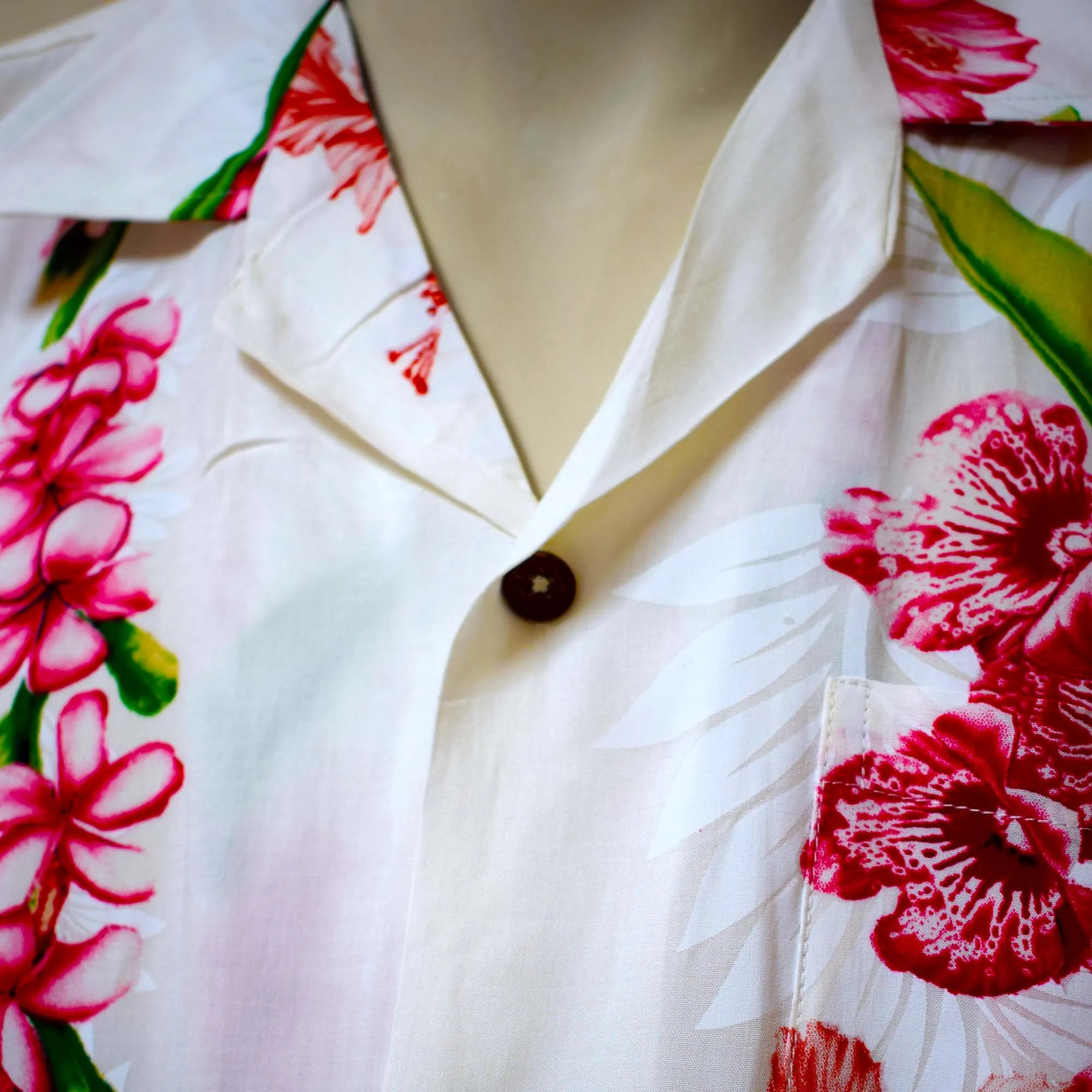 Plumeria Panel Hawaiian Shirts for Men - Short-Sleeve Aloha Mens Shirt