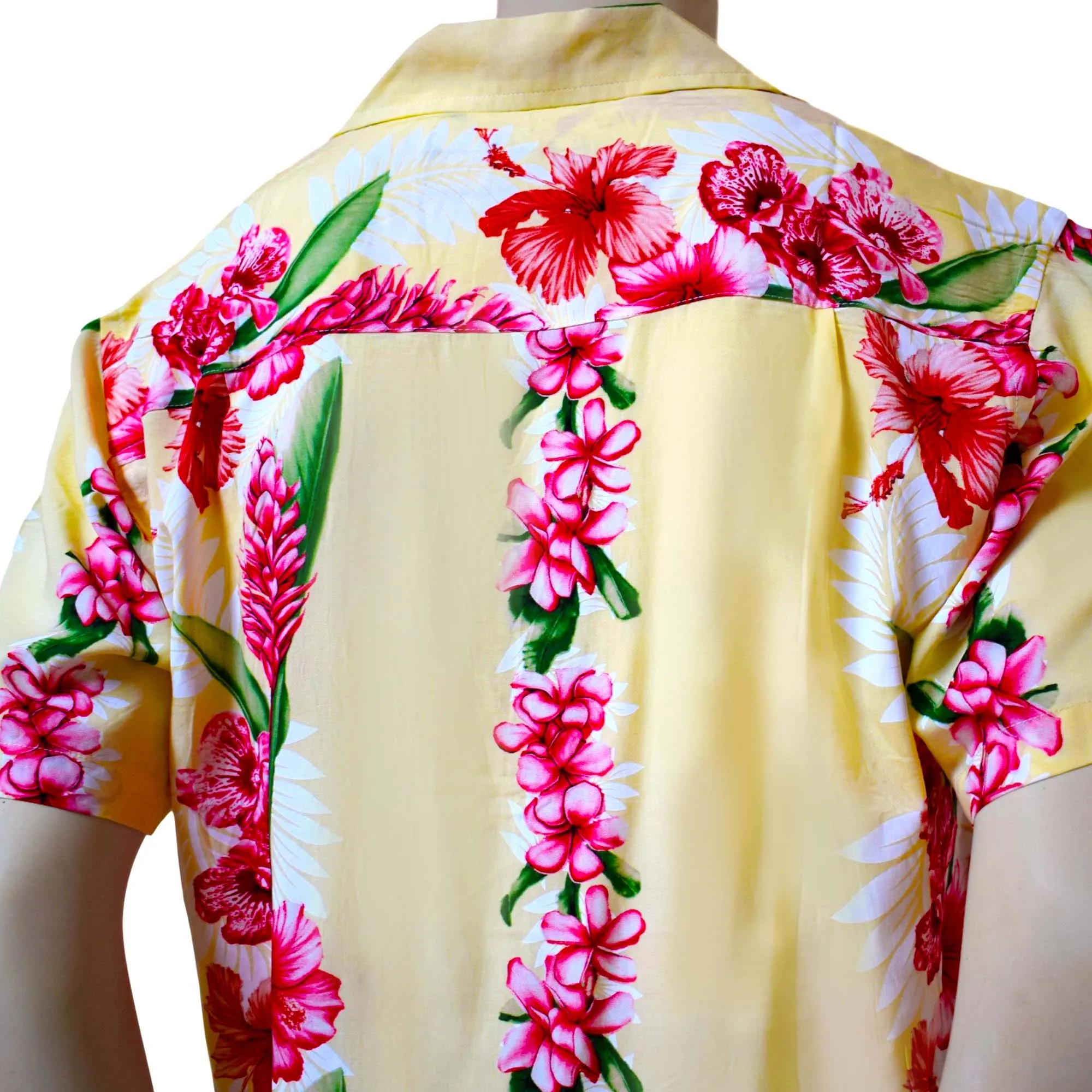 Plumeria Panel Hawaiian Shirts for Men - Short-Sleeve Aloha Mens Shirt