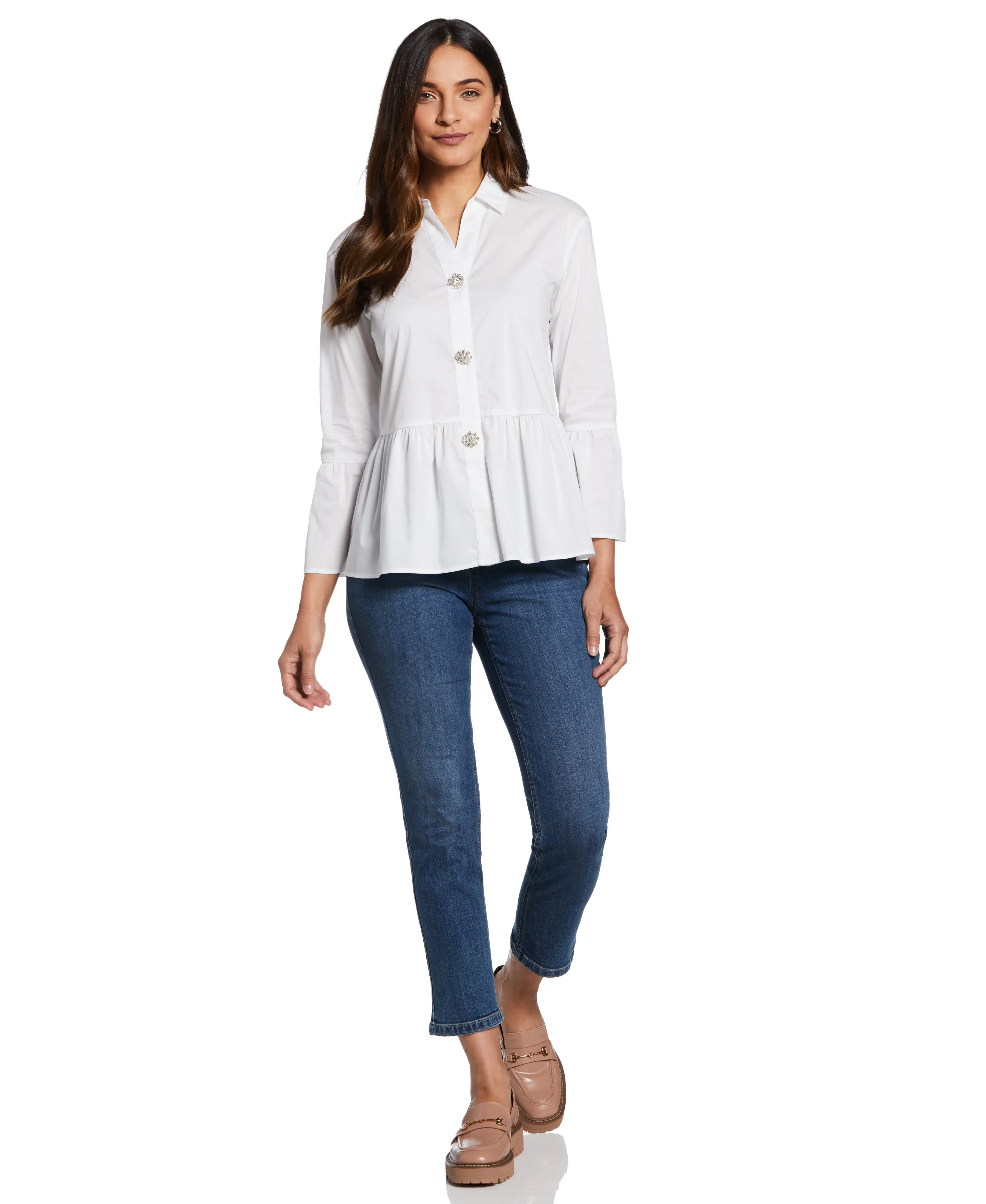 Poplin Peplum Blouse