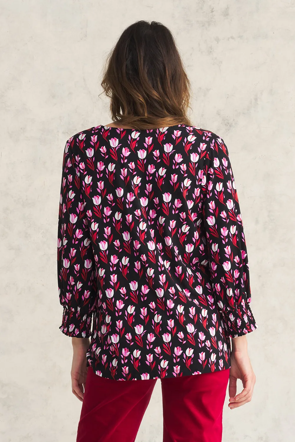 Print Jersey Top - Tulips Print