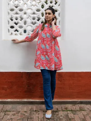 Red Georgette Printed Tunic