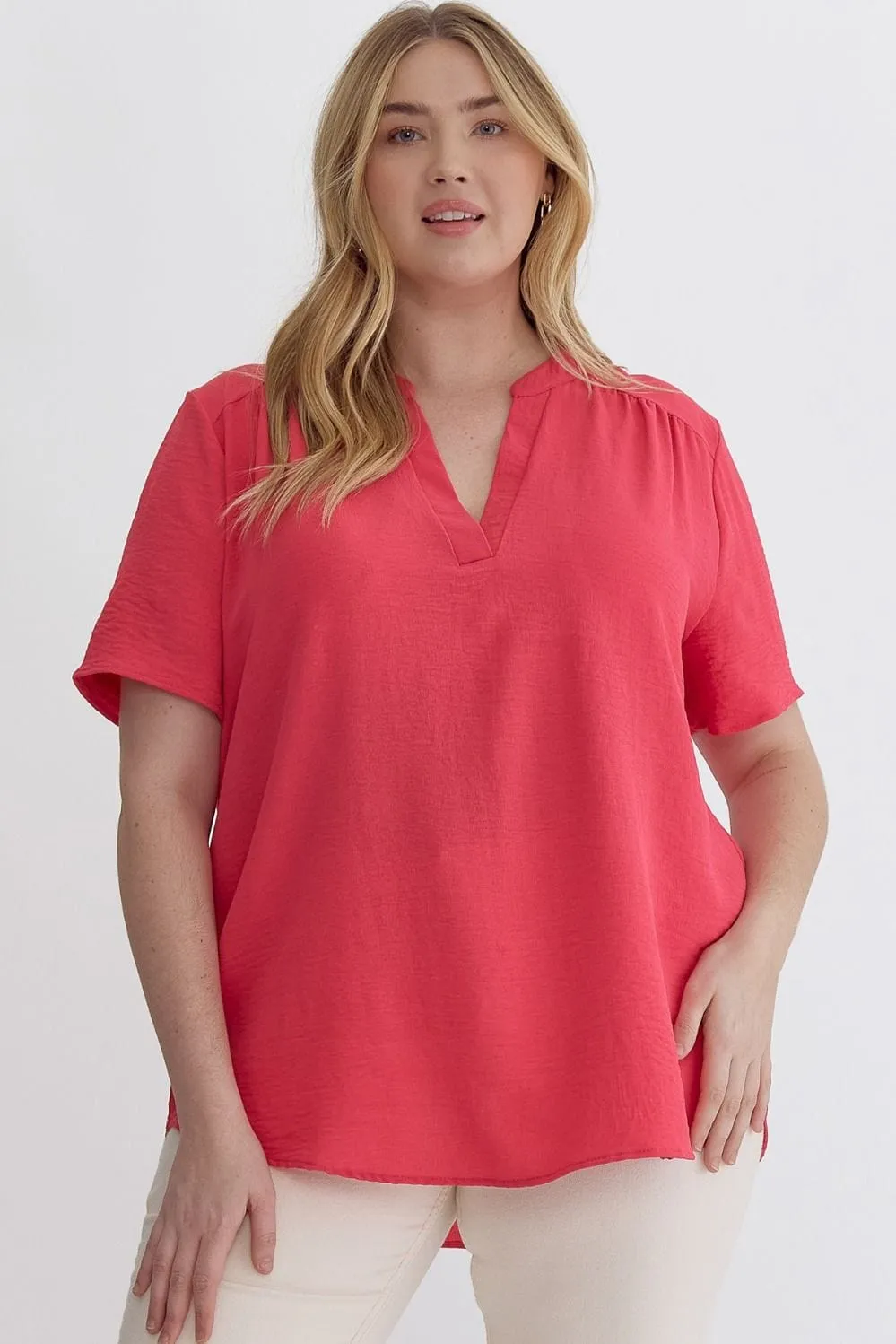 Red Short Sleeve Top | XL-2X