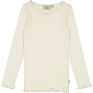 Rib T-Shirt Lace LS - eggshell