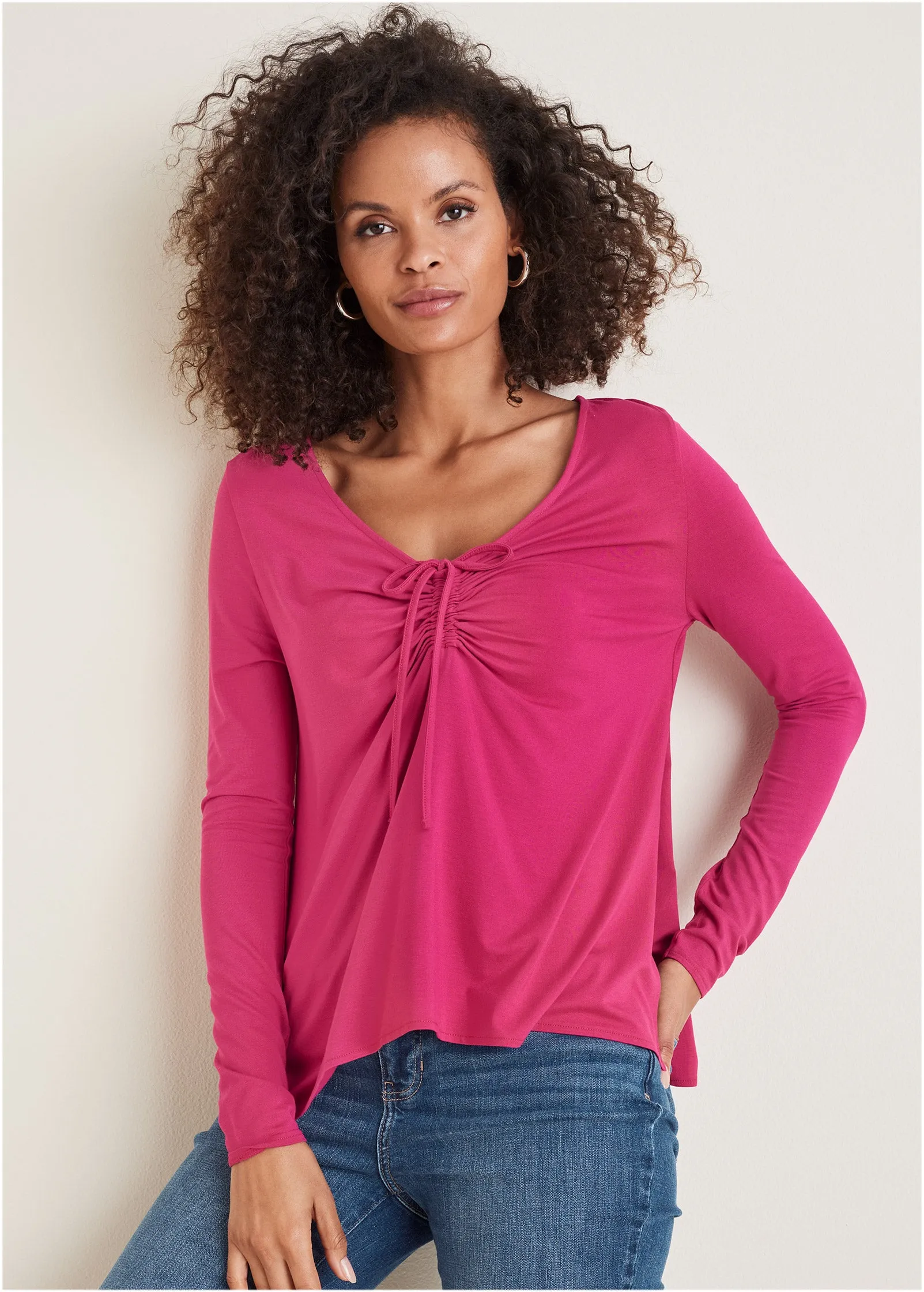 Ruched Tie Front Top - Vivacious