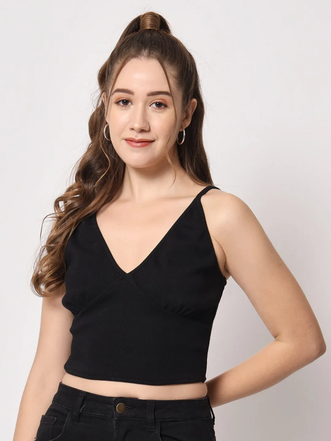 Shoulder Strap Cotton Crop Top