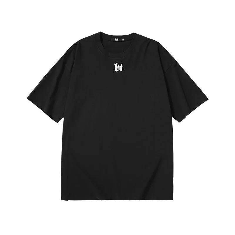 Simple basic LOGO letter-printed sleeved cotton T-shirt