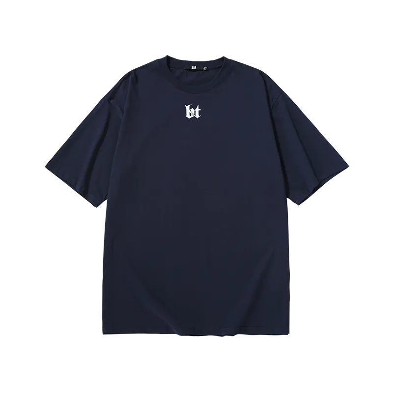 Simple basic LOGO letter-printed sleeved cotton T-shirt