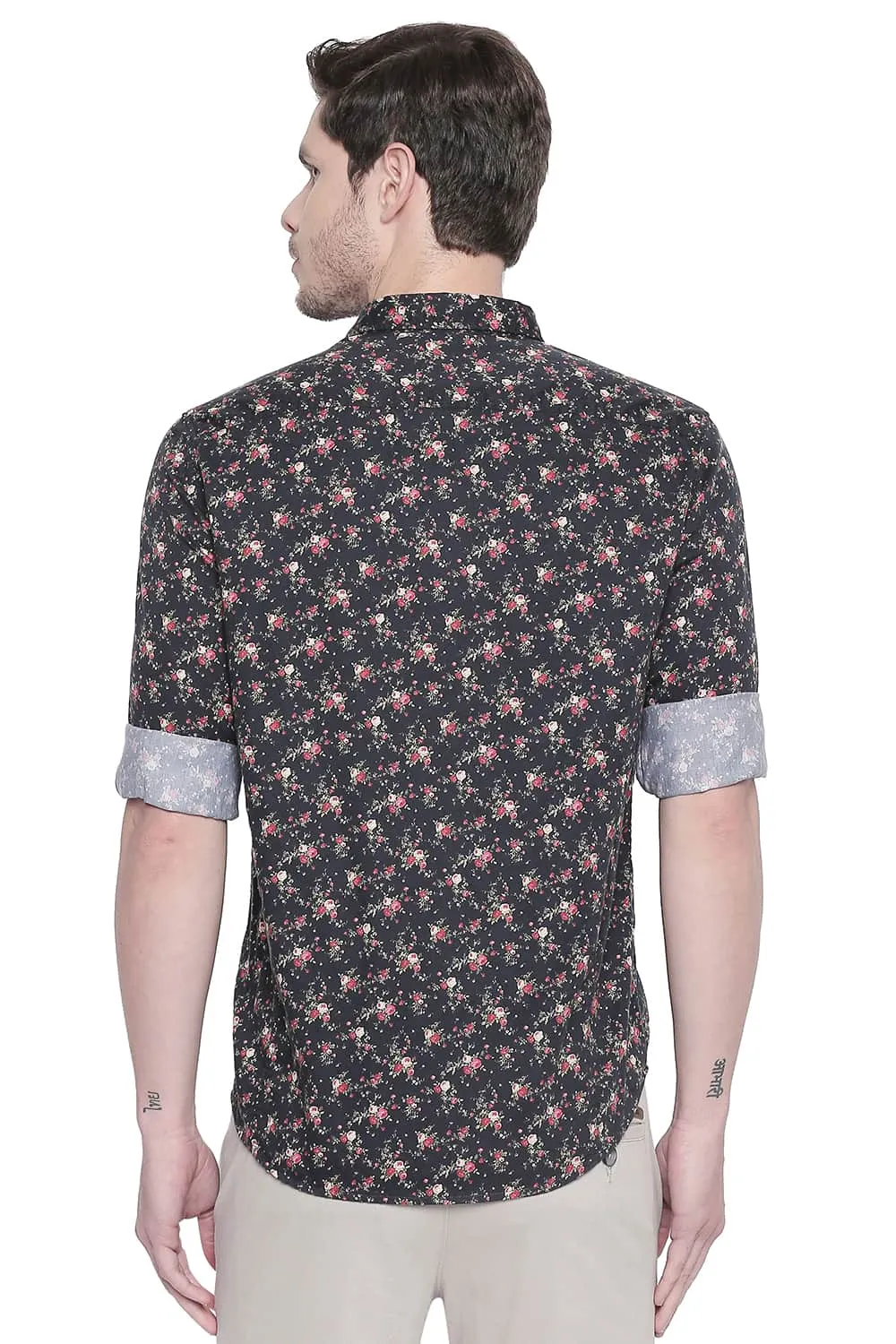 Slim Fit Satin Digital Printed Shirt