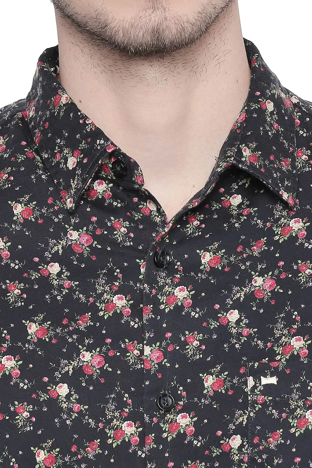 Slim Fit Satin Digital Printed Shirt