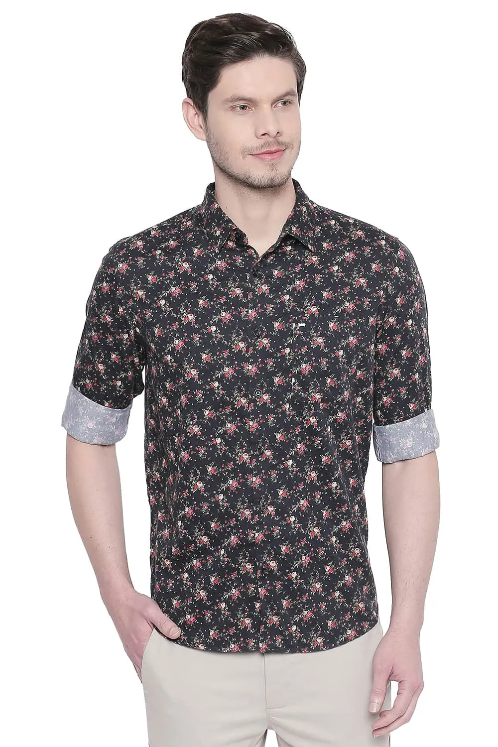 Slim Fit Satin Digital Printed Shirt