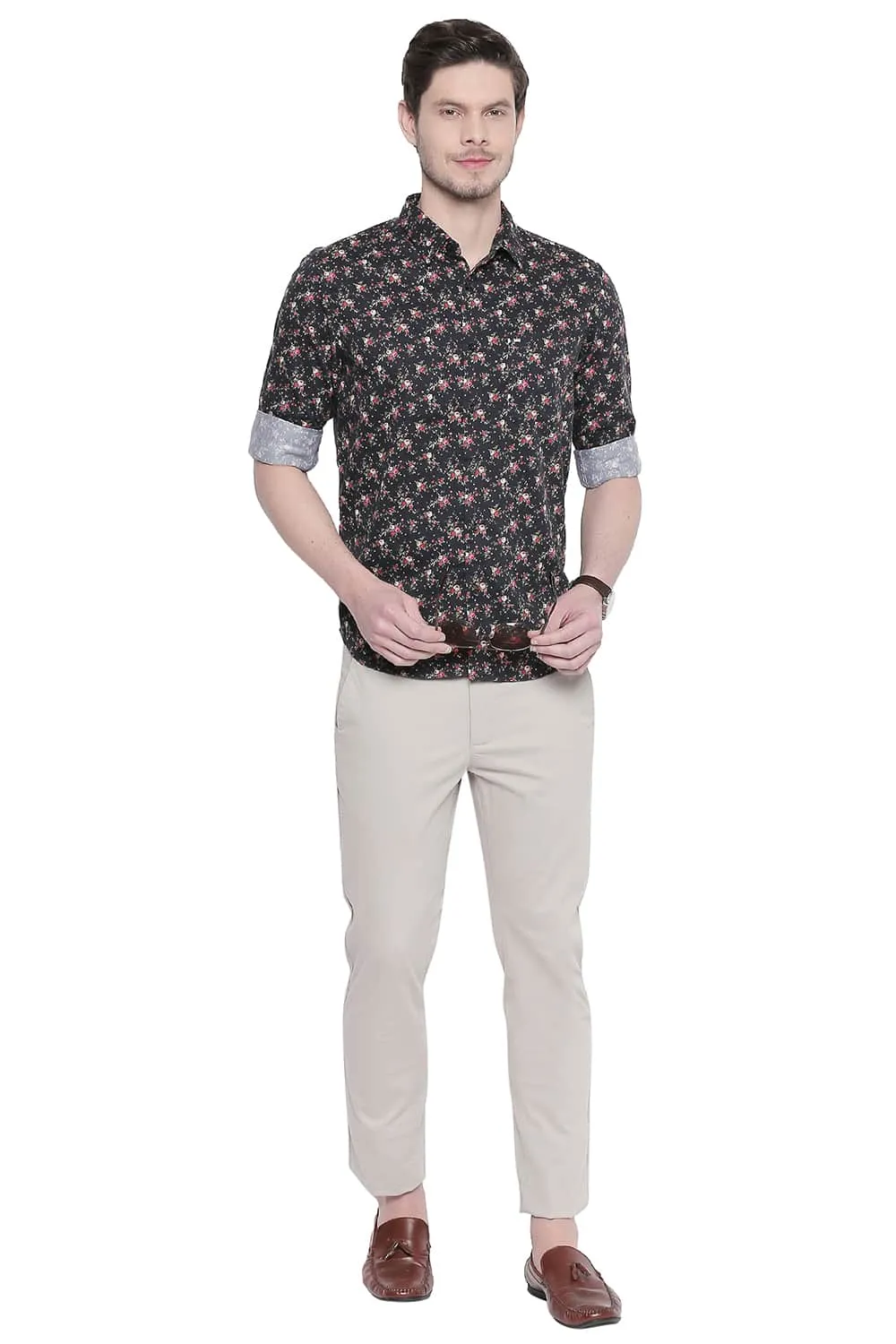 Slim Fit Satin Digital Printed Shirt