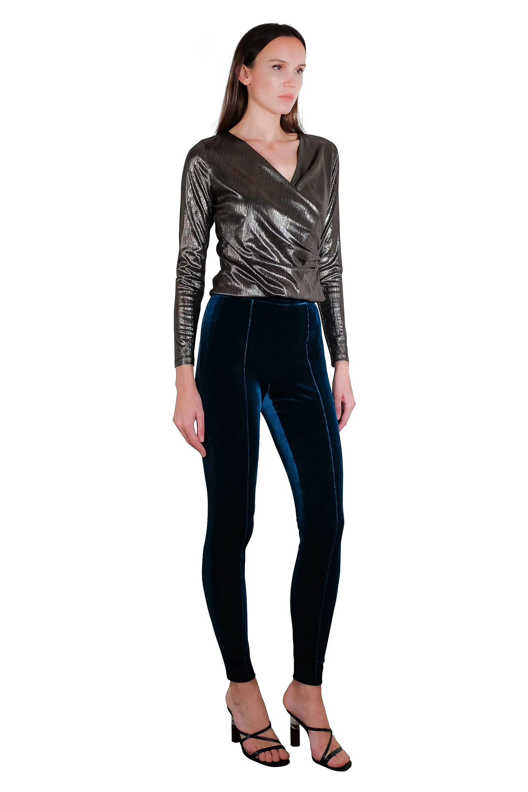 Soora Metallic Wrap Effect Top