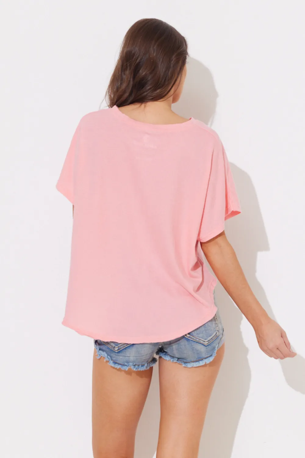 Sunset Pink Soft Cotton Hi Low Tee