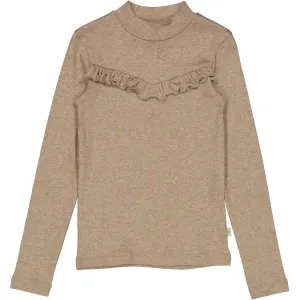 T-Shirt Rib Ruffle - khaki melange