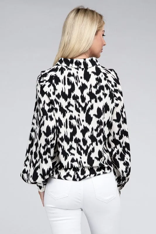 TEEK - Animal Print Collared Shirt