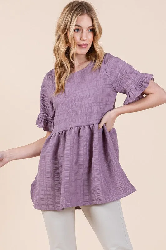 TEEK - Textured Ruffle Sleeve Tunic