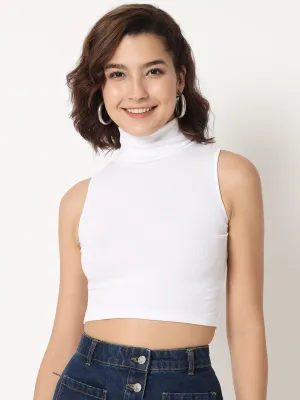 Turtle Neck Fitted Crop Top