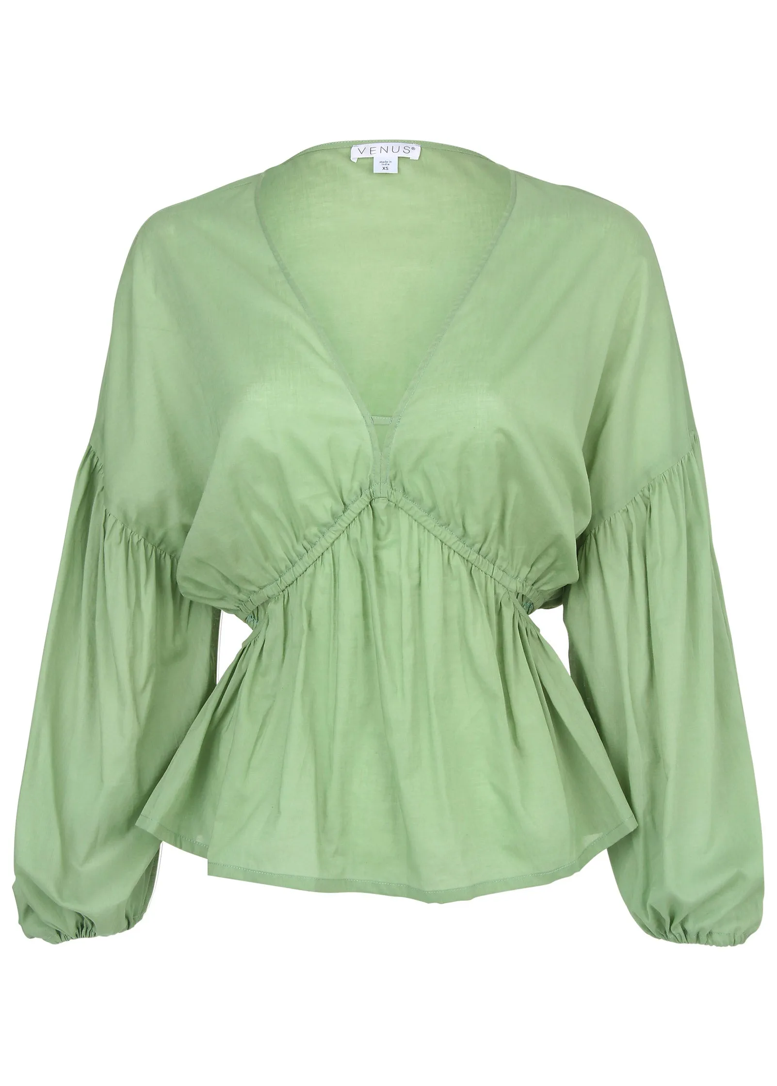 Voile Cut Out Blouse - Basil