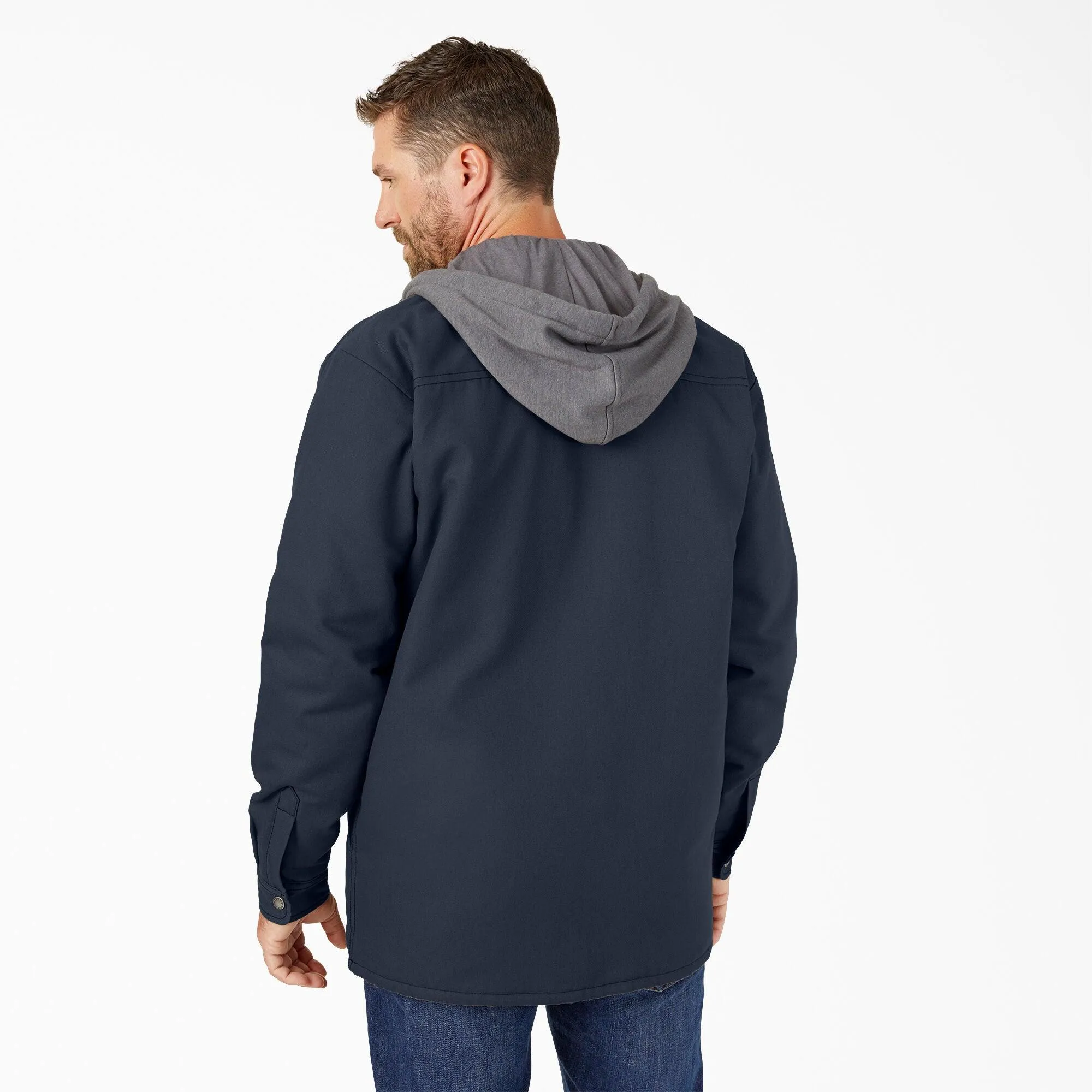 Water Repellent Duck Hooded Shirt Jacket, Navy