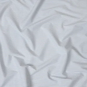 White & Sky Blue Horizontal Striped 100% Cotton Shirting Fabric, 150 cm Width, Made in Italy-D20512