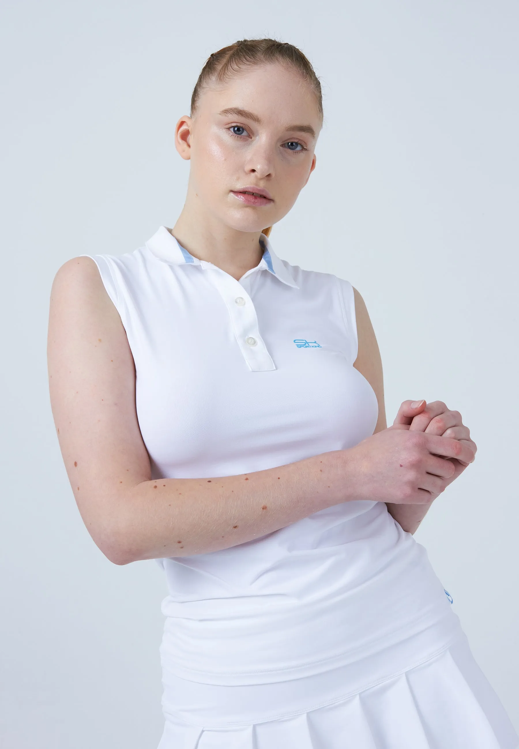 Women Tennis Polo Shirt sleeveless, white