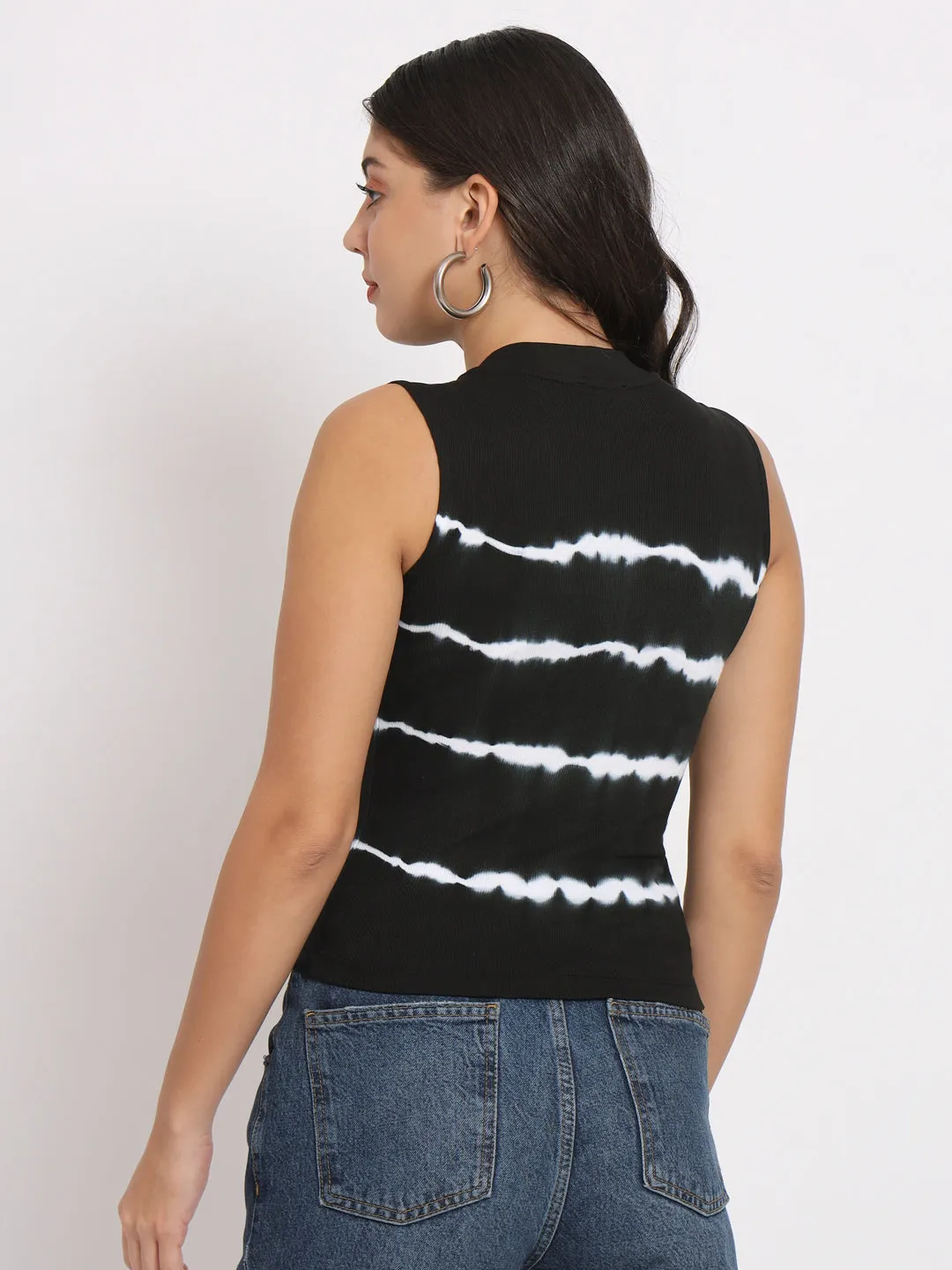 Women's Tie & Dye Modal Black Top