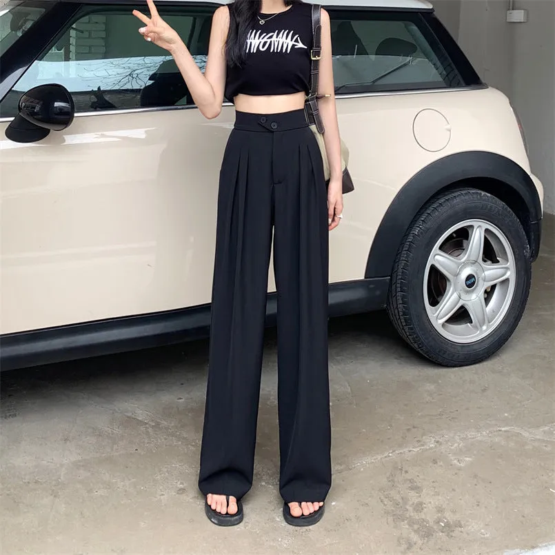 xiangtuibao Suit Pants Wide-Leg Pants Women's Summer High Waist Drooping Slimming Versatile Casual Loose Mop Thin Straight Suit Pants