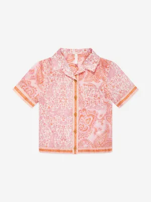 Zimmermann Girls Paisley Ottie Pocket Shirt in Pink