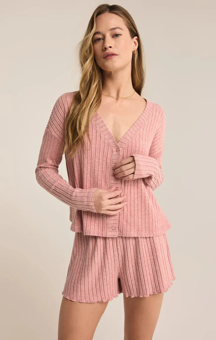 ZSU Mara Long Sleeve Cardigan Top in Rosebud